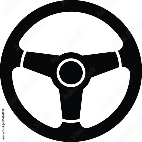 Simple black steering wheel icon