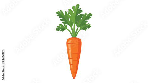 Fresh, vibrant orange carrot with healthy green leafy tops, standing upright, symbolizing wholesome nutrition, healthy eating, and natural ingredients.