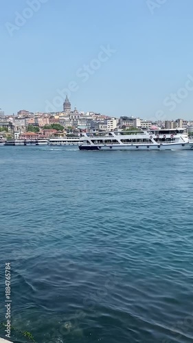 boats sailing through the strait in Istanbul
