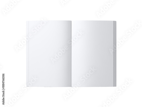 Open blank book mockup isolated on transparent background
