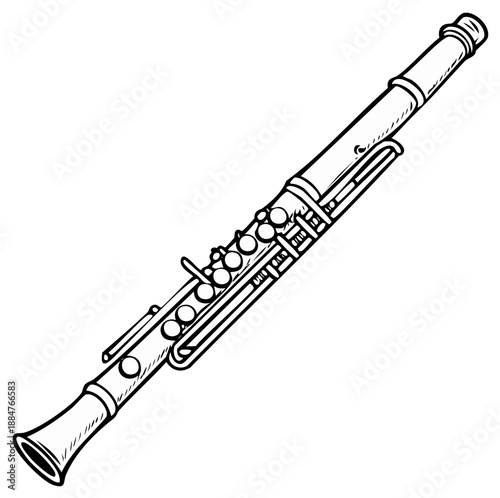 Black and white illustration of a clarinet instrument