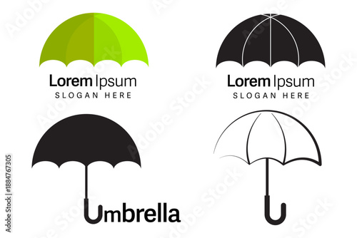 Vector graphics logo for umbrella. Abstract colorful umbrella logo for brand or company.