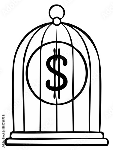 Money symbol in cage concept illustration