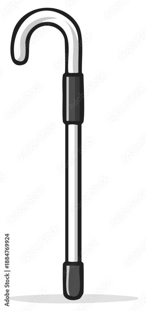 Obraz premium Cartoon Style Cane for Mobility Assistance Walking Stick Single Object Illustration
