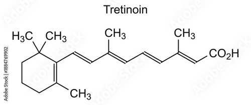 Tretinoin, chemical structure of tretinoin, drug substance
