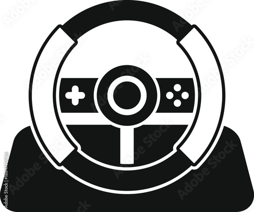 Gaming steering wheel featuring controls for virtual racing simulation