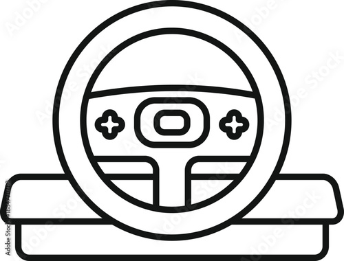 Line art drawing of a steering wheel controller for racing video games