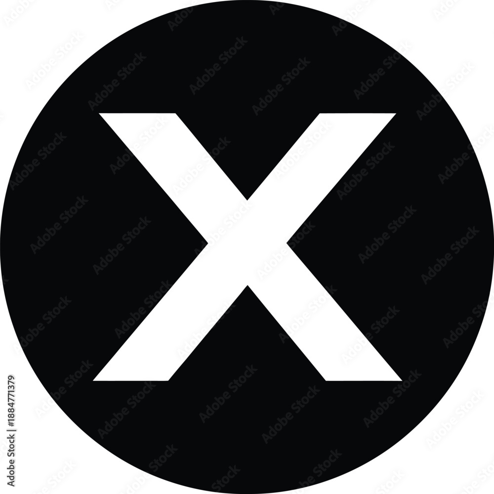 Obraz premium Black circle with white cross symbol