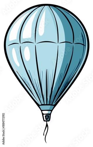 Light Blue Hot Air Balloon with Detailed Panels Floating Freely in the Sky