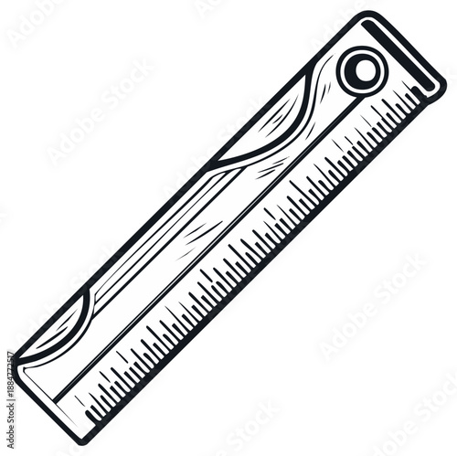 Vintage Drawing Ruler with Precise Markings for Drafting and Design Projects