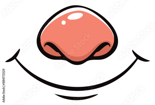 Cartoon animal face element pink nose smile vector graphic design isolated