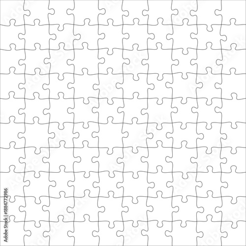 Blank kinder puzzle template with separate jigsaw pieces for kids’ educational games, vector design for printable crafts, learning activities, and creative mockups.
