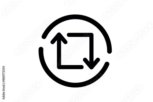 Black icon of a square with two arrows in a circular motion