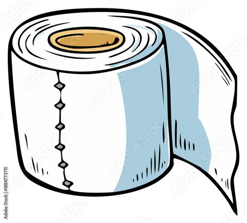 Cartoon Style Toilet Paper Roll Illustration Bathroom Tissue Hygiene Item