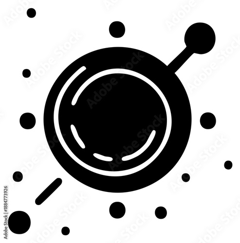 Abstract Black Hole and Planets Orbiting, Cosmic Object Exploration in Outer Space Symbol, Astronomy, Science