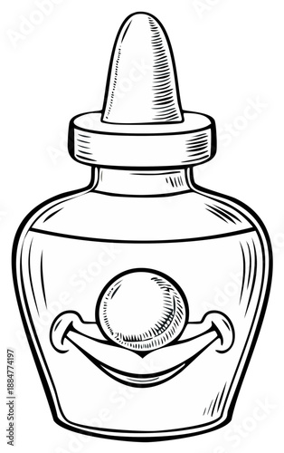 Whimsical Clown Nose Perfume Bottle Illustration with Dropper