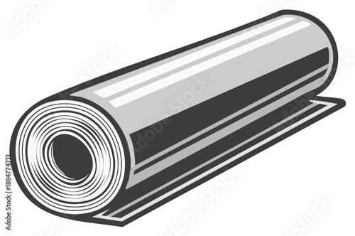 Rolled-up exercise mat illustration, fitness, yoga, monochrome, healthy lifestyle