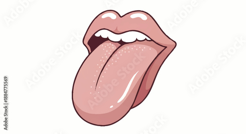 Mouth with Tongue Out Cartoon Illustration.
