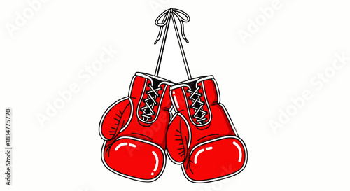 Red Boxing Gloves Hanging from Rope.