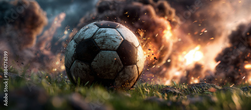 football with dramatic war background