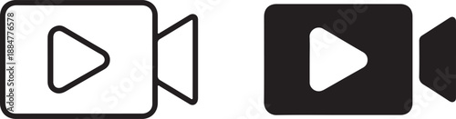 Video camera recording symbol with a play button for multimedia applications and playback