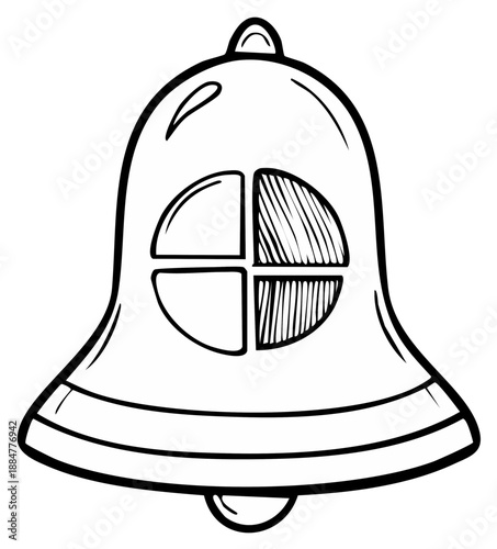 Hand Drawn Bell Illustration With Four Segmented Panel Detail