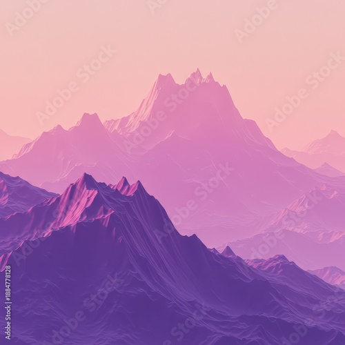 AI generated abstract mountain range in soft pastel blush and calming lavender tones. Minimalist soothing digital art background, pastel, texture, soothing