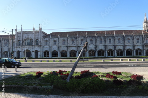 Ancient anchor in front of the Jeronimos Monastery in Lisbon, Portugal