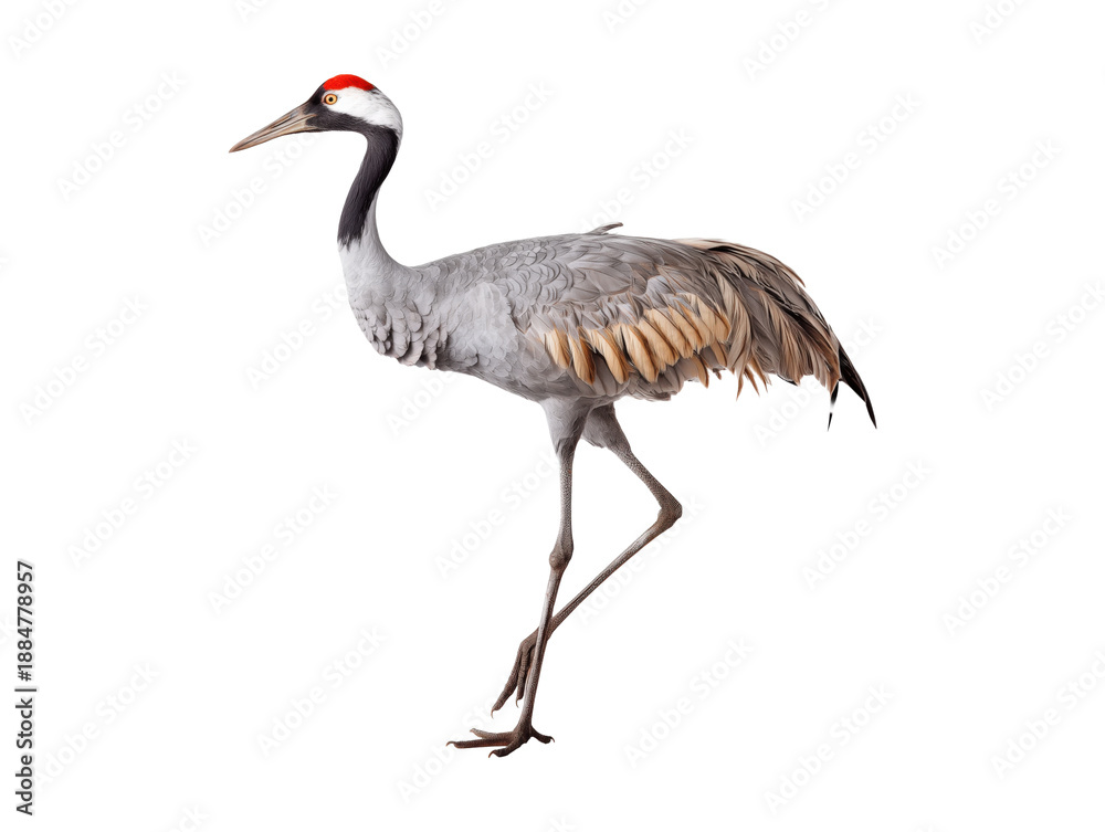 Fototapeta premium Crane bird standing cutout on transparent background
