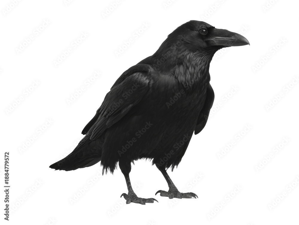 Fototapeta premium Crow bird standing cutout on transparent background