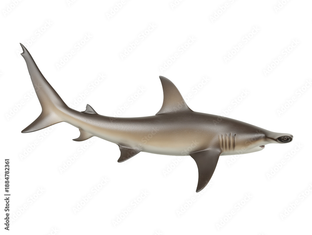 Fototapeta premium Hammerhead Shark Swimming Side View Isolated on Transparent Background