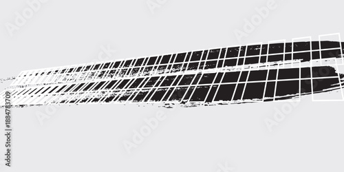 Tire Tracks . Dirty Grunge Vector Print Textured Set .