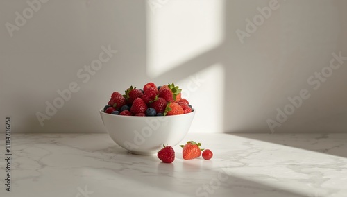 Bowl With Mixed Berries on a Table in Natural Light During the Day