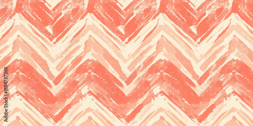 Seamless abstract red Christmas background with geometric chevron zigzag patterns and vintage textile textures creating a stylish vector art backdrop ornament