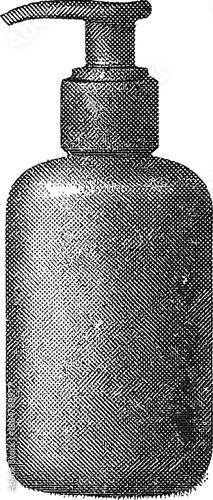 Vintage Cosmetic Pump Bottle Lotion Dispenser Halftone Illustration