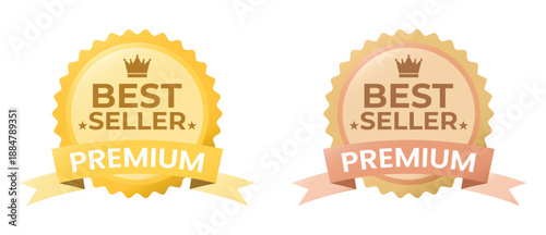 Best seller gold and rose gold badges with elegant ribbons