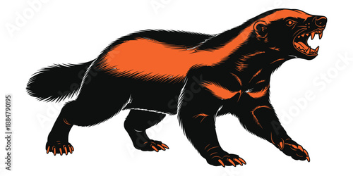 Cartoon vector illustration of black panther wolf and dog