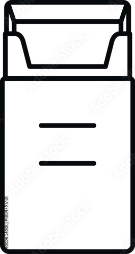 Minimalist open cigarette package icon representing tobacco use and addiction concept