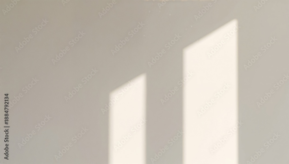 Fototapeta premium Shadows From a Window Fall on a White Wall During the Afternoon Light in a Quiet Room
