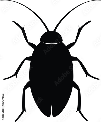 Cockroach icon vector illustration, Black bug silhouette creepy insect pest symbol
