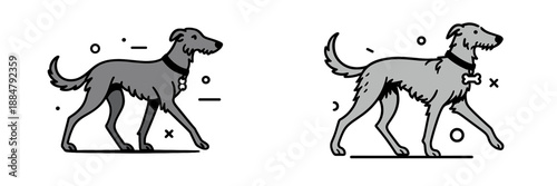 Vector illustration of a walking dog in a minimalistic style