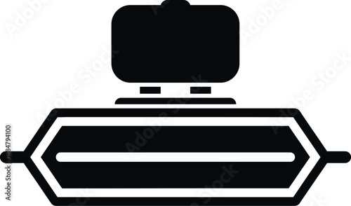 Luggage moving along a conveyor belt at an airport baggage claim as a simple icon