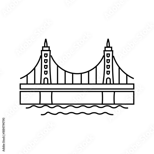 Black bridge icon. Single of different bridge icons