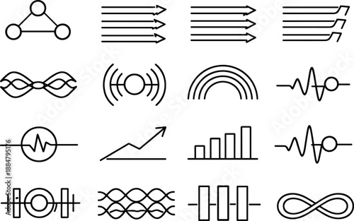 Customer Service Icons. Line style vector icons of customer support service escalation and resolution: flow node, phase band,