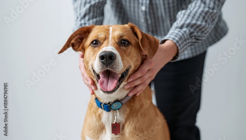 Dog Receives Affection From Owner in a Simple Indoor Setting During a Bright ...