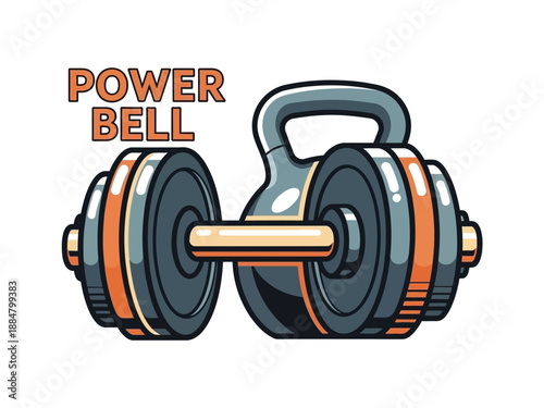 Illustration of a power bell, a combination of dumbbell and kettlebell for fitness training.