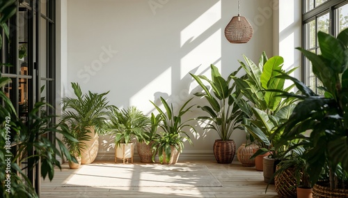 Bright Room Filled With Various Indoor Plants and Natural Light in a Modern S...