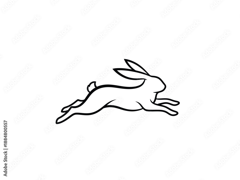 Fototapeta premium Running rabbit silhouette - A dynamic outline of a leaping hare.