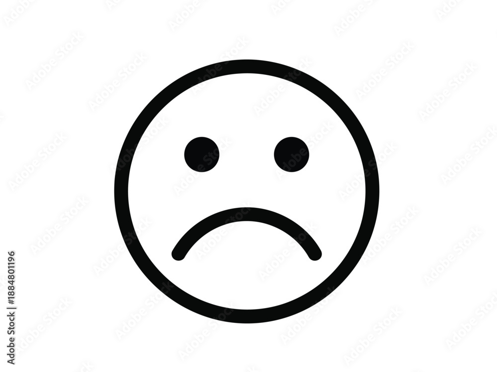 Fototapeta premium Simple sad face illustration depicting unhappiness and disappointment in a minimalist style.