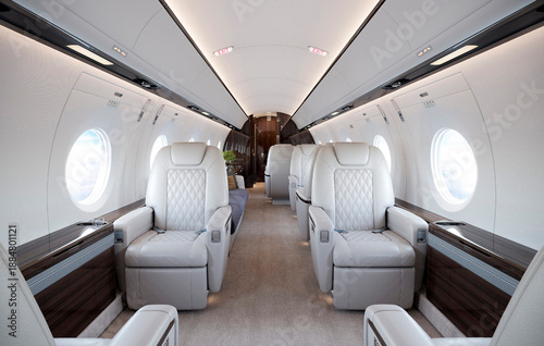 3d visualization of the VIP cabin of a business class aircraft, 3d render. Business jet interior.